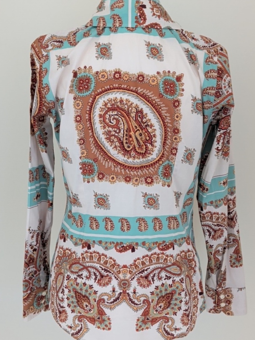 Etro | Turquoise Paisley Blouse / Shirt, Sz 44 fits 4-6 ♥ Like new! - Picture 4 of 7